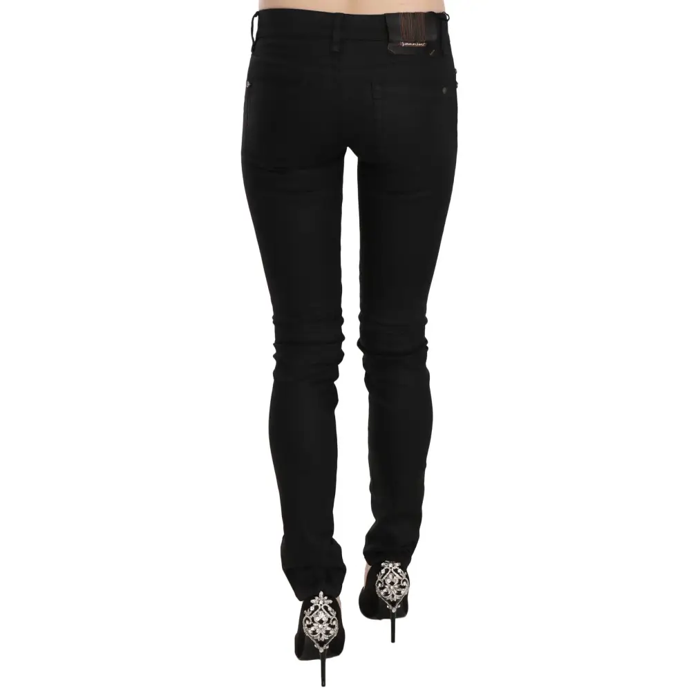 PLEIN SUD Cotton Black Mid Waist Skinny Denim Jeans - Jeans