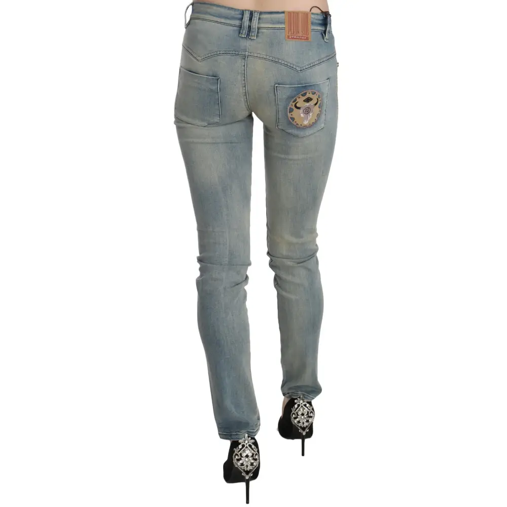 PLEIN SUD Light Blue Washed Mid Waist Skinny Denim Jeans - Jeans