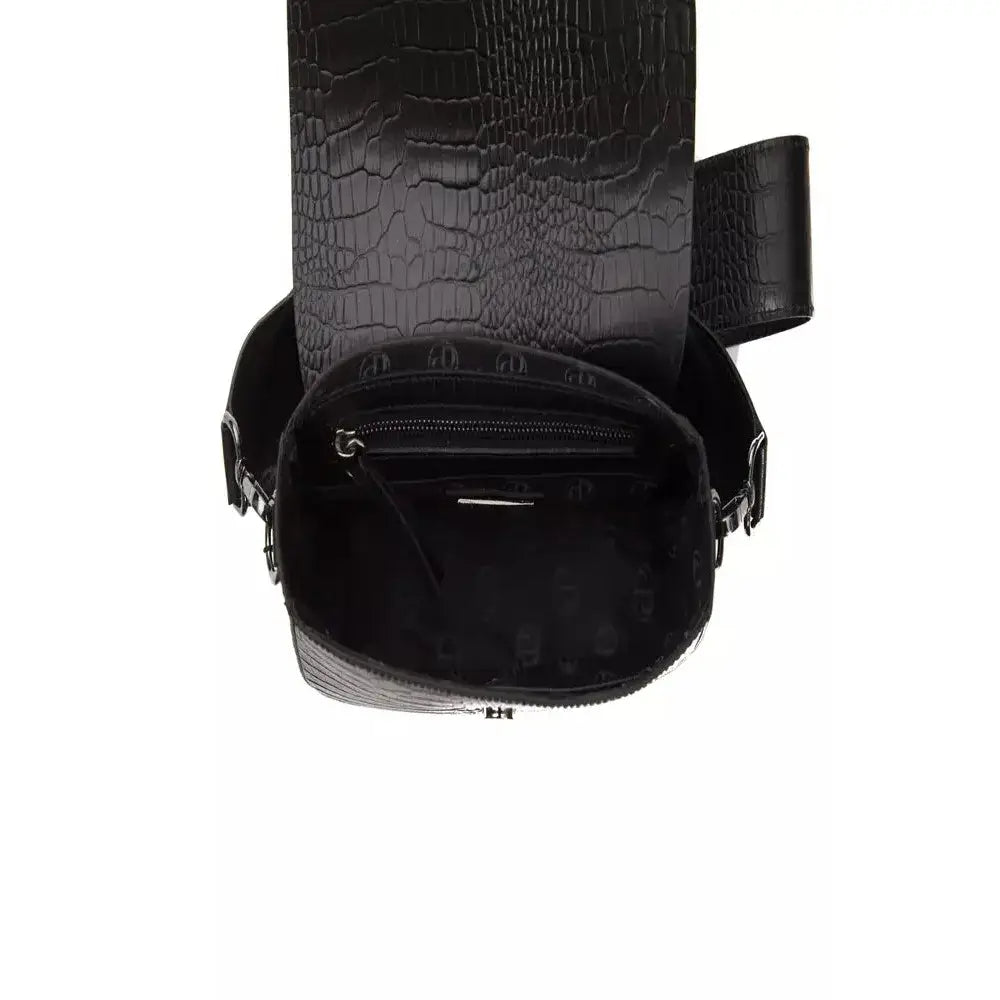 Pompei Donatella Black Leather Women Crossbody Bag