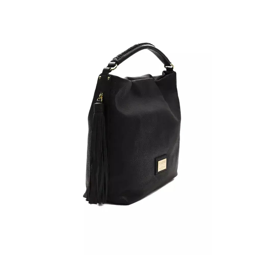 Pompei Donatella Black Leather Women Shoulder Bag