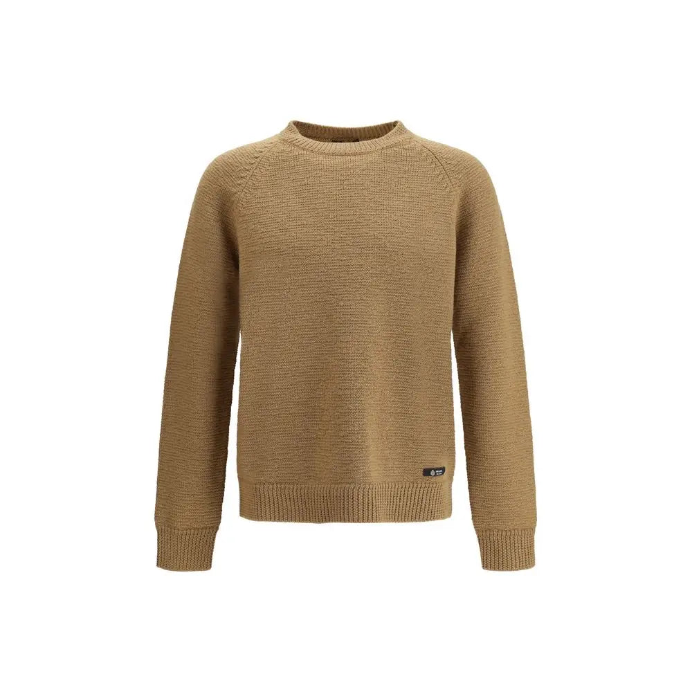Prada beige wool sweatshirt i tan ribbed knit med tekstureret væv