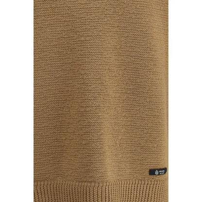 Tan Prada Milano-strikket sweater i beige uld med ribbet tekstur