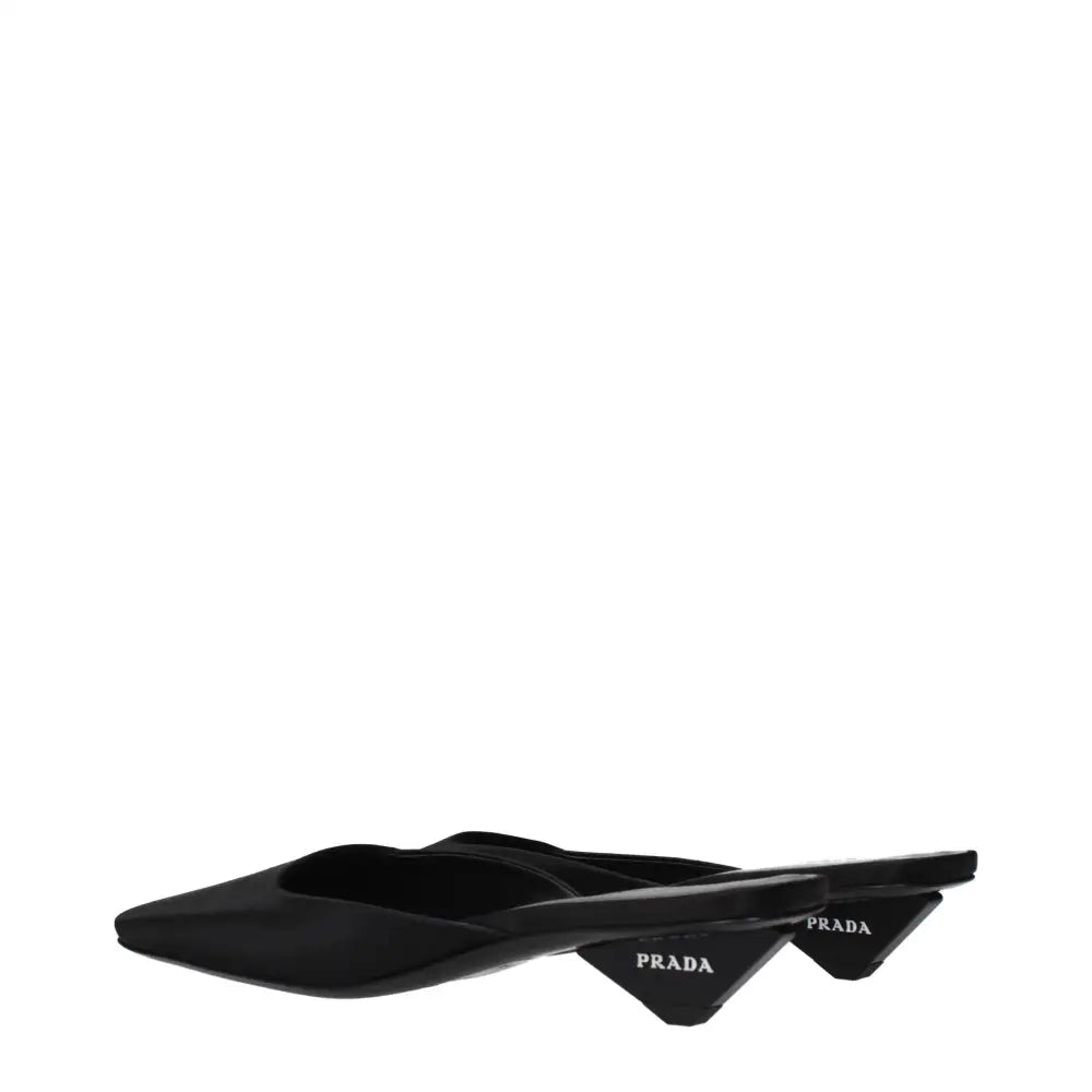 Prada Black Satin Flat Sandals