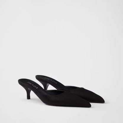 Prada Black Satin Sabot