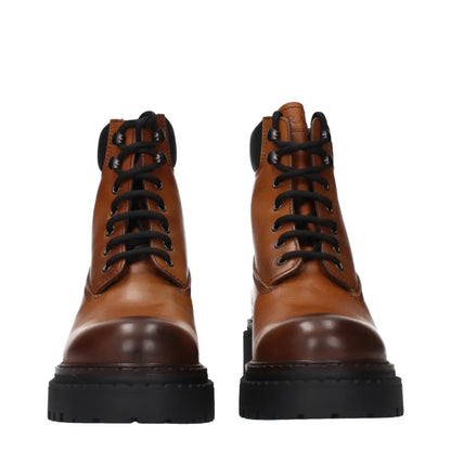 Prada Brown Leather Ankle Boots - EU38/US8 - Ankelstøvler