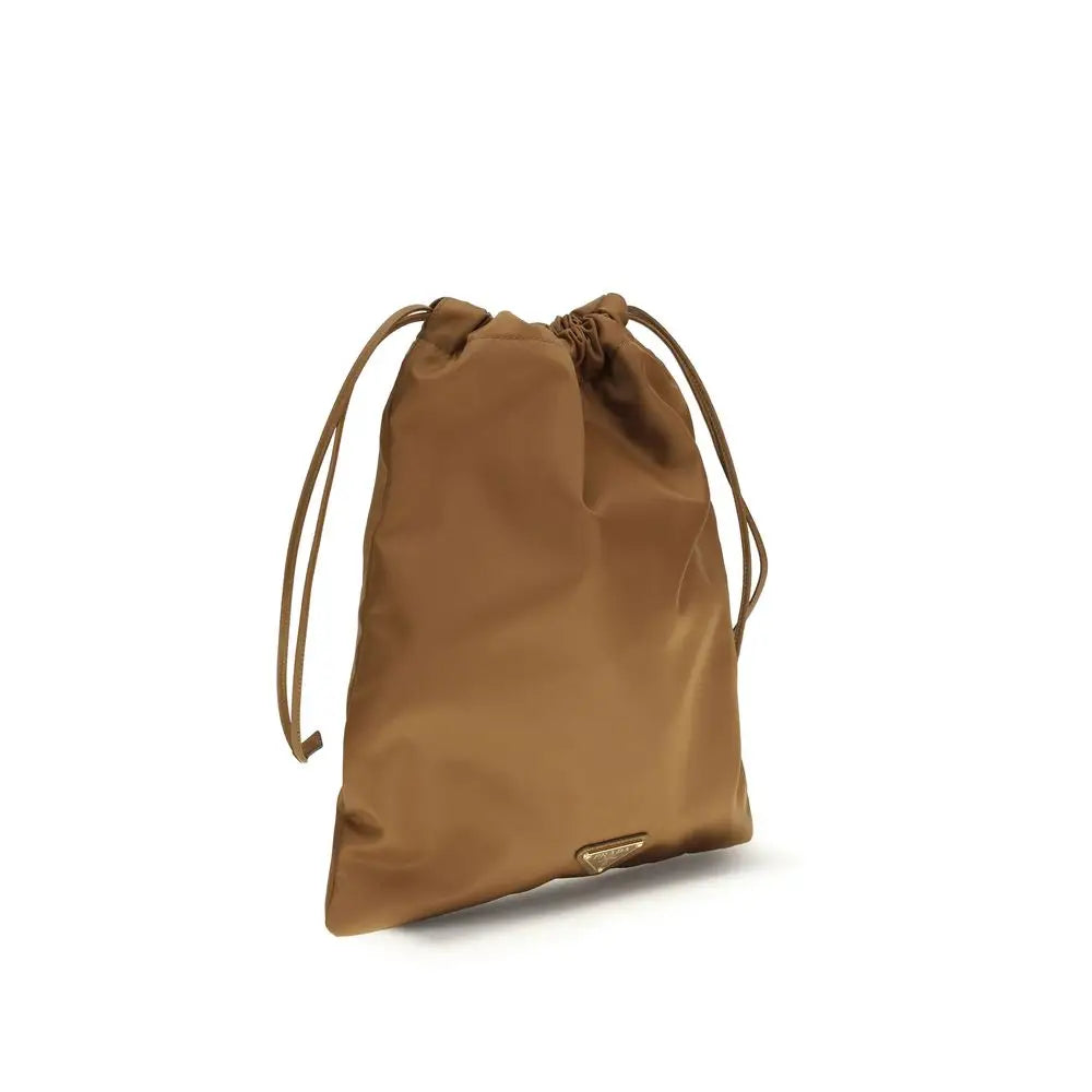 Tan Prada brown recycled polyamide shoulder bag with nylon and logo