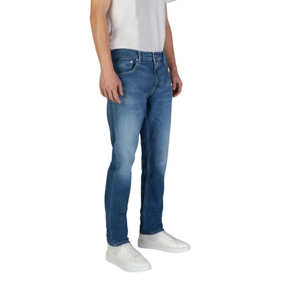 Replay Blue Cotton Slim Fit Jean
