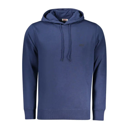 Navy rifle blue cotton herresweatshirt med hætte og logo
