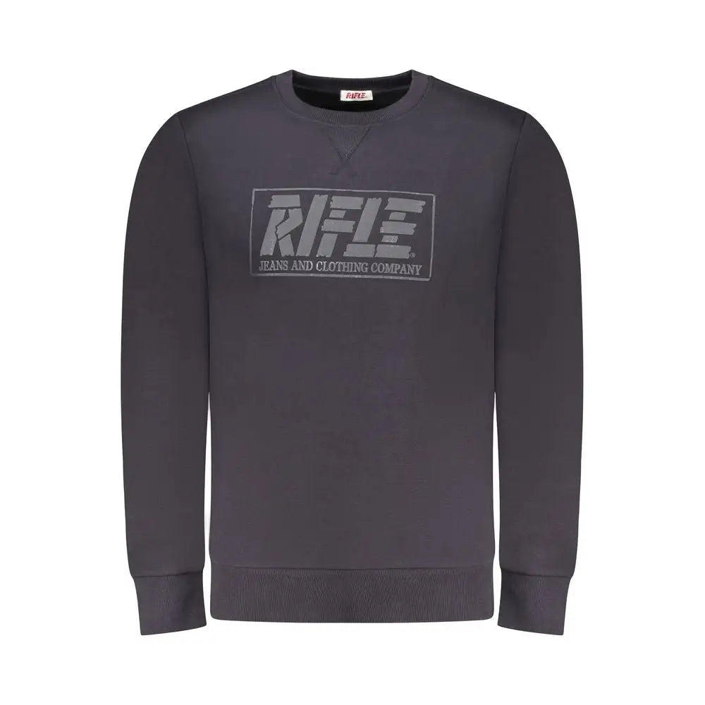 Mørkegrå Rifle Blue Cotton herresweatshirt med falmet sølvlogo