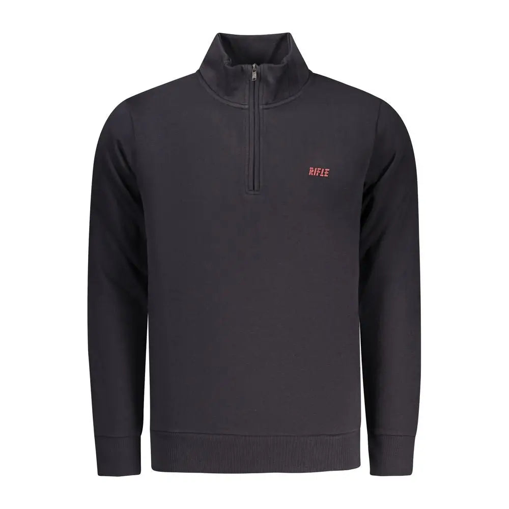 Sort rifle blå bomuldssweatshirt med sort halvblus fleece og rødt rifle-logo, spar 30-70% på outlet mærkevarer