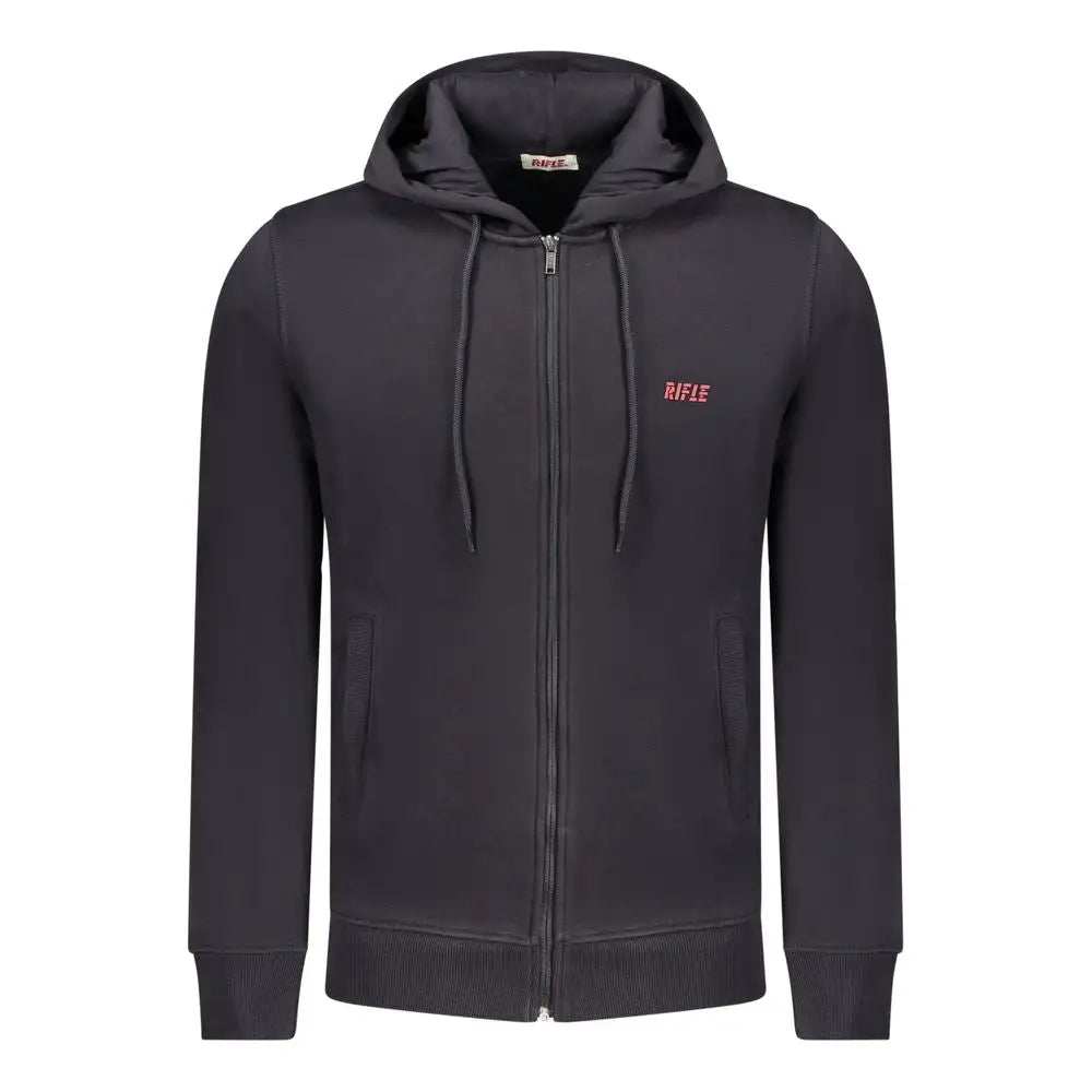 Blå hættetrøje med rød rifle-broderi, 100% originale brands fra outlet mærkevarer