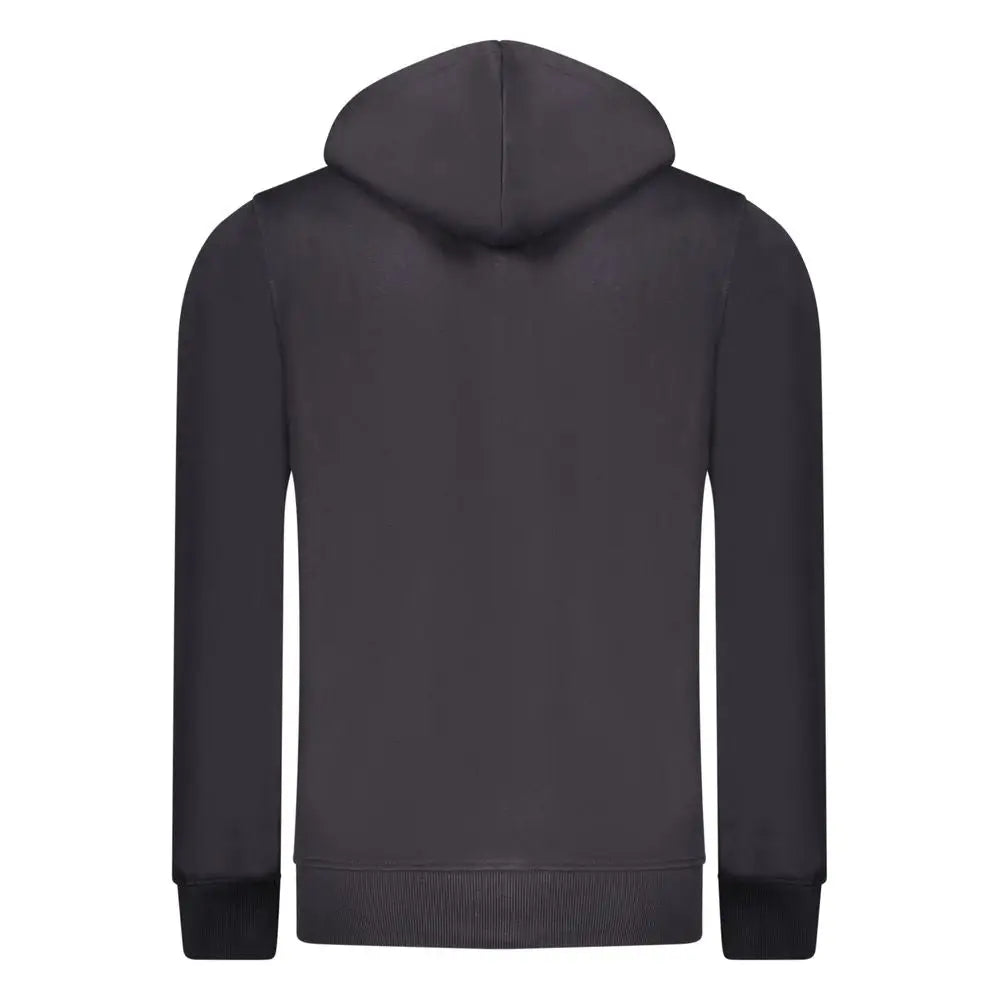 Mørkegrå hættetrøje i rifle blue bomuld med ribbed kanter, 100% originale brands