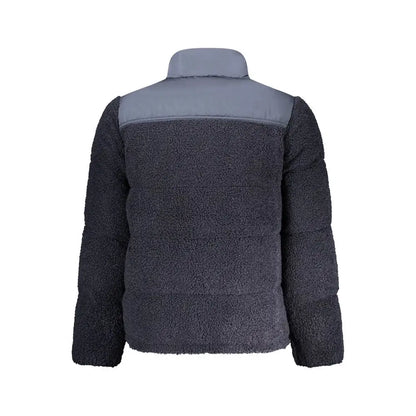 Mørk grå rifle blue polyester jakke med lys grå sherpa-foring