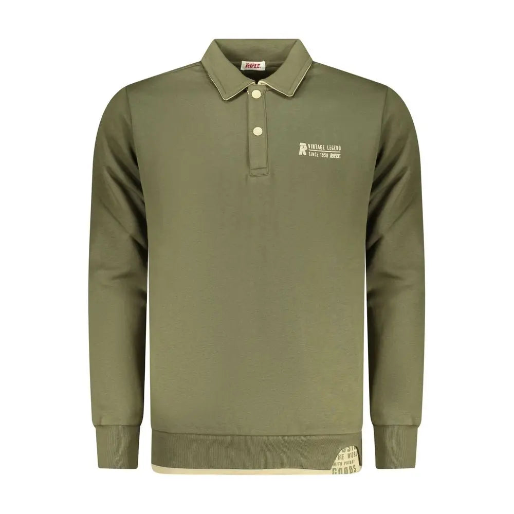 Rifle green cotton polo shirt med krave og broderet logo