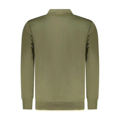 Rifle green cotton polo shirt med ribbed manchetter og kant