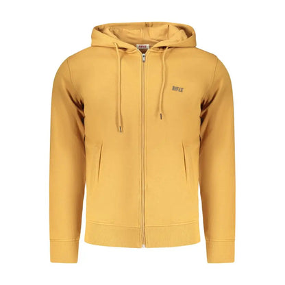 Mustard yellow zip-up rifle marrone cotton sweatshirt with gray logo