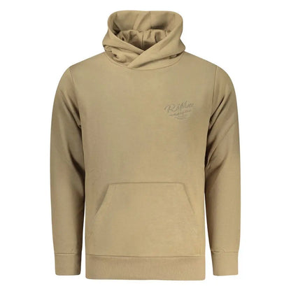 Beige Rifle Marrone cotton herrehoodie med subtilt broderet logo på brystet