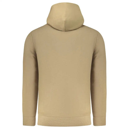 Beige rifle marrone cotton herrehoodie med blødt stof og ribkante