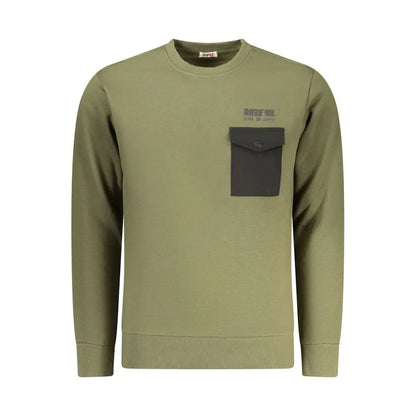 Rifle verde cotton herresweatshirt i olivengrøn med grå lomme