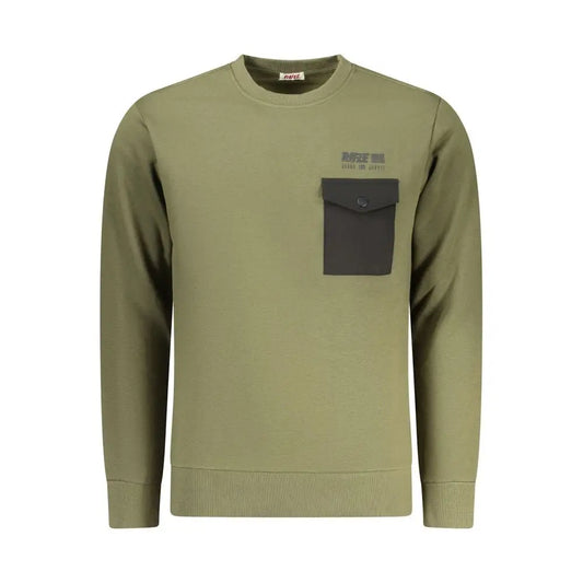 Rifle verde cotton herresweatshirt i olivengrøn med grå lomme