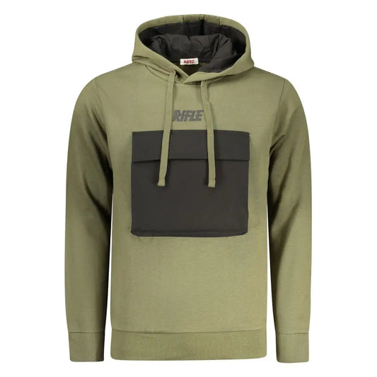 Grøn Rifle Verde bomuld herrehoodie med sort lomme og rifle-logo