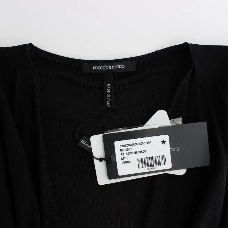 Roccobarocco Black Embellished Jersey Mini Sheath Short Dress