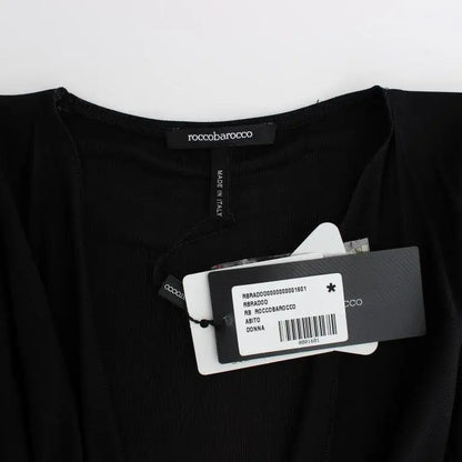 Roccobarocco Black Embellished Jersey Mini Sheath Short Dress