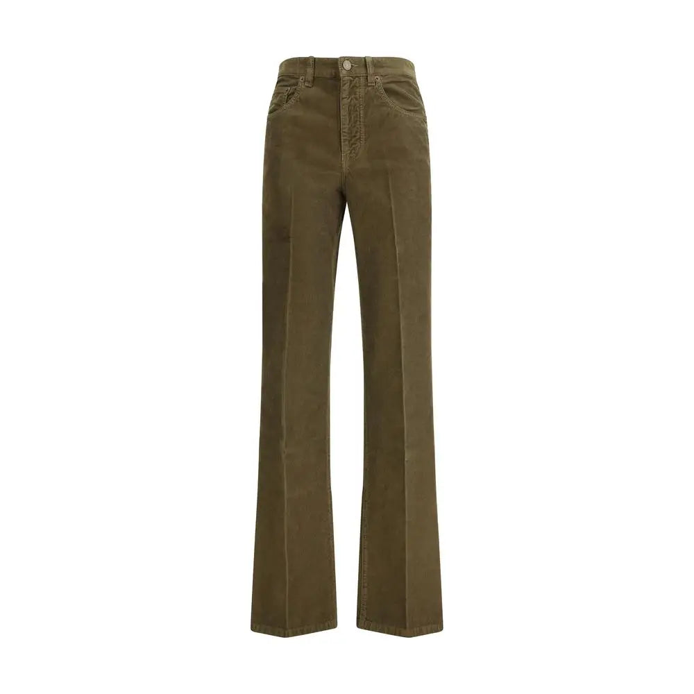 Saint Laurent corduroy Clyde pants i olivengrøn denim, vide ben