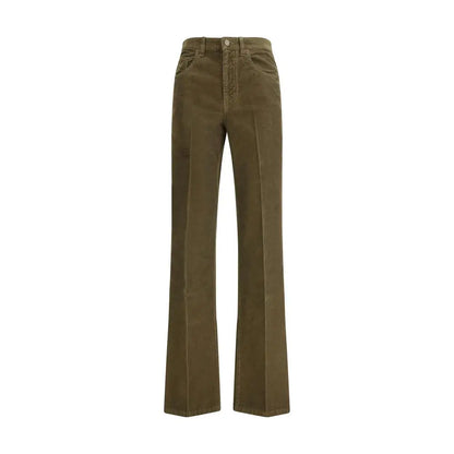 Saint Laurent corduroy Clyde pants i olivengrøn denim, vide ben