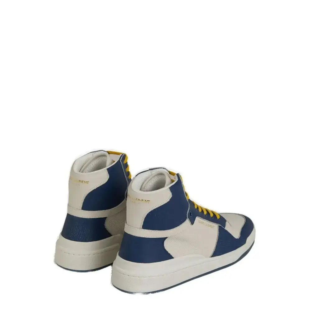 Saint Laurent Elevate Your Style with Mid-Top Blue Luxury Sneakers
