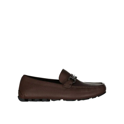 Salvatore Ferragamo brown calfskin slip-on loafers with horsebit buckle