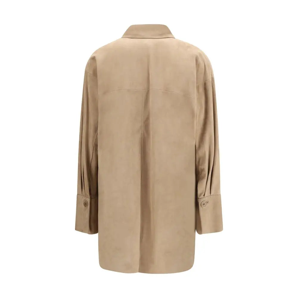 Salvatore Santoro beige lamb ovis aries blazer with classic collar