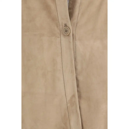 Salvatore Santoro beige lamb ovis aries button-up coat med tekstur