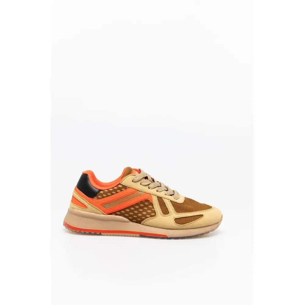 Scotch & Soda beige og orange mesh sneakers med sort hælhætte, outlet mærkevarer, spar 30-70%