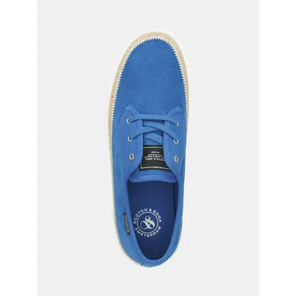 Blå suede espadrille low top sneakers med jute-sål og blå snører fra Scotch & Soda