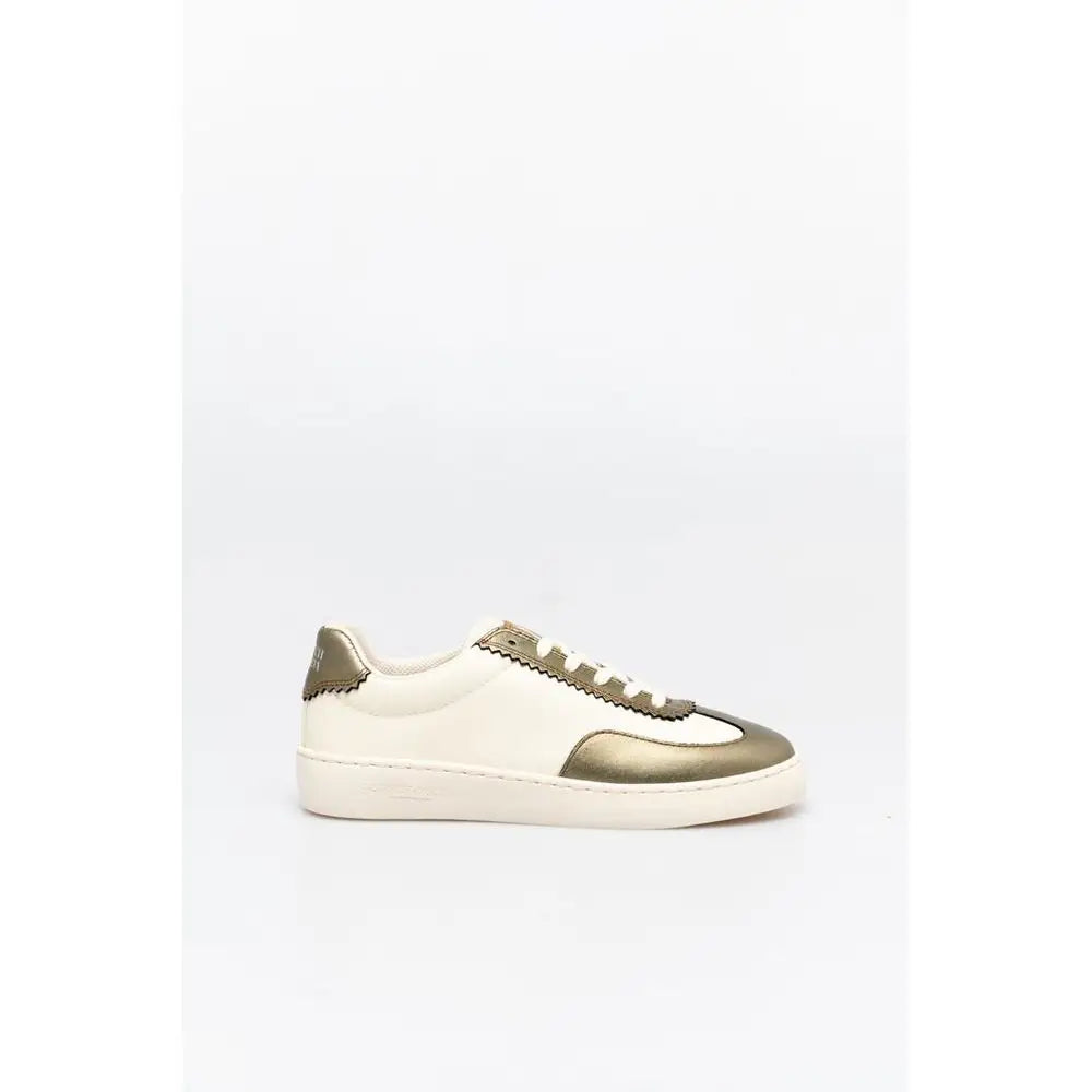 Soda Bronze leather low top sneakers i hvid og metallic guld