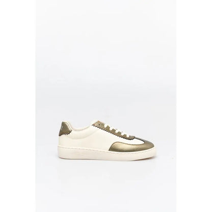 Soda Bronze leather low top sneakers i hvid og metallic guld