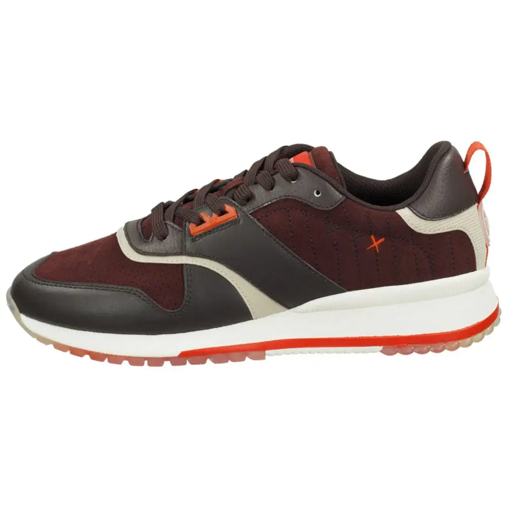 Scotch & Soda multicolor cowhide athletic sneakers in maroon, black suede, orange accents