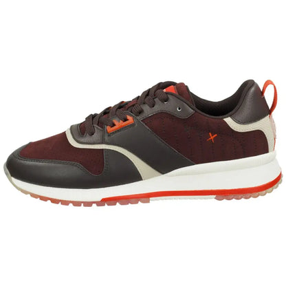 Scotch & Soda multicolor cowhide athletic sneakers in maroon, black suede, orange accents