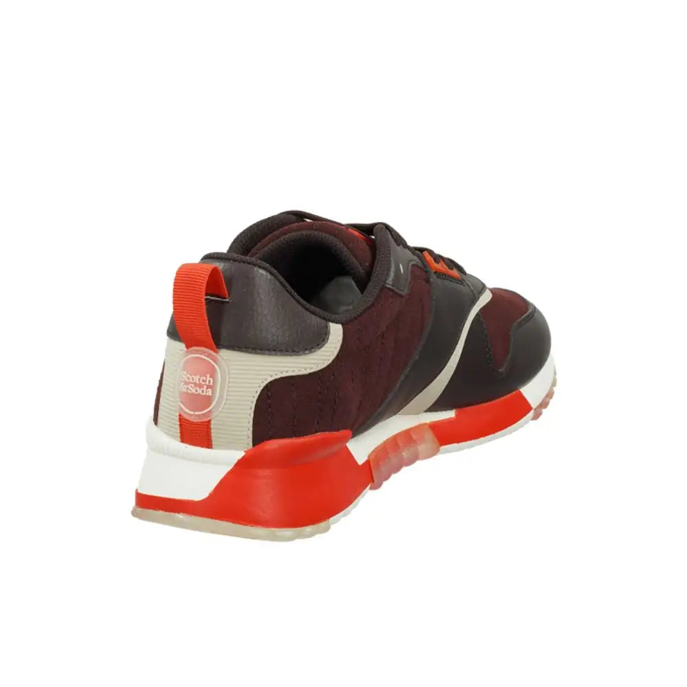 Maroon og sort Scotch & Soda multicolor cowhide athletic sneaker med røde accenter