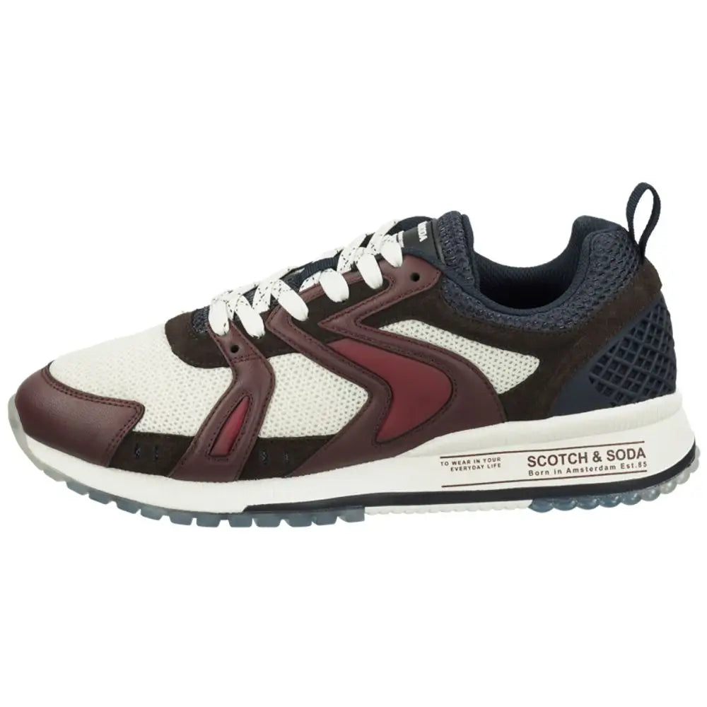 Maroon og hvid Scotch & Soda multicolor mesh athletic sneakers med sorte accenter