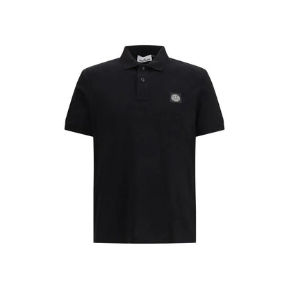 Stone Island sort sortærmet polo i sort bomuld med logo