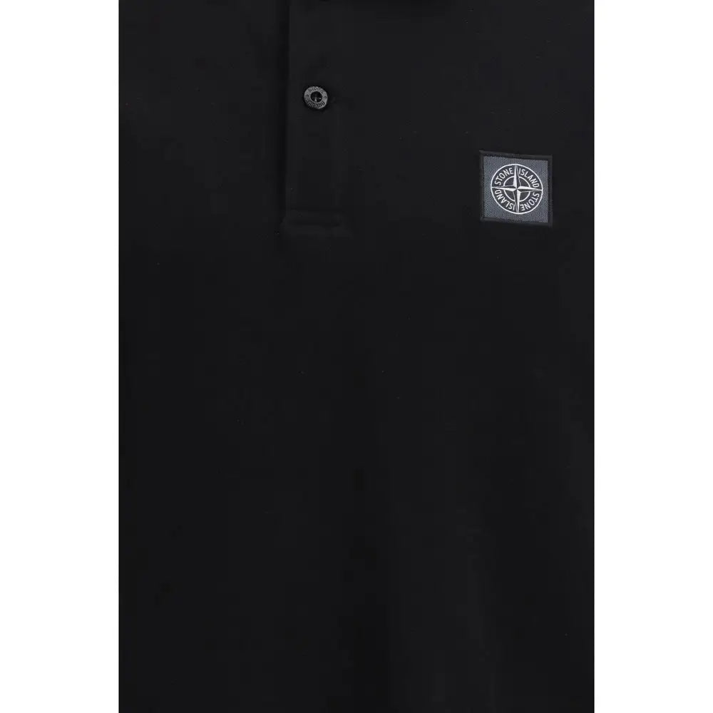 Stone Island sort sort polo i sort sort stof med firkantet logo