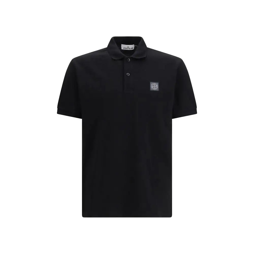Stone Island sort sort polo i sort sort stof med logo