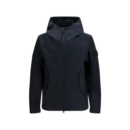 Stone Island sort polyester jakke med minimalistisk design