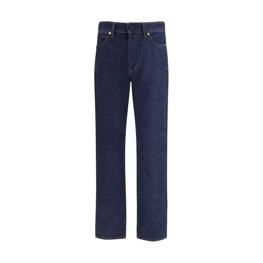 Stone island blue bomulds straight-leg jeans i mørk indigo denim med klassisk fem-lommer design