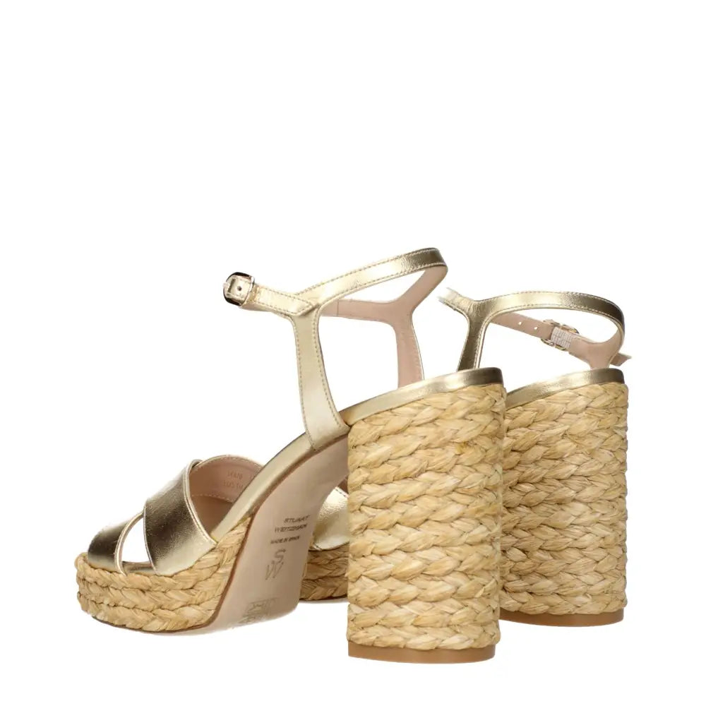 Stuart Weitzman Gold Leather Platforms