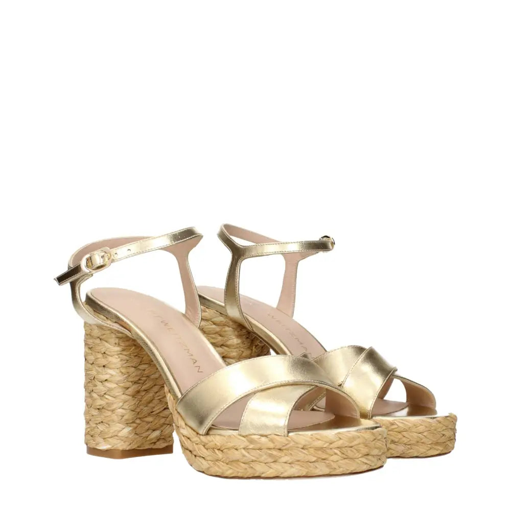 Stuart Weitzman Gold Leather Platforms