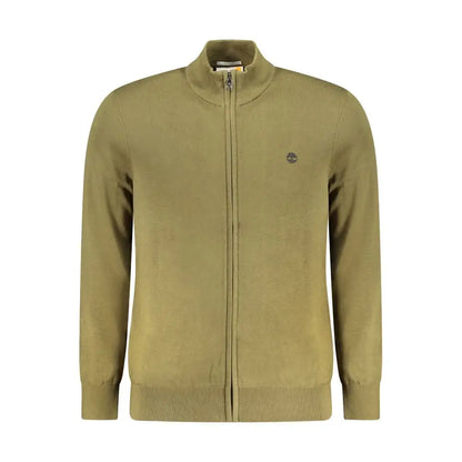 Timberland grønne bomuldssweater med lynlås og logo