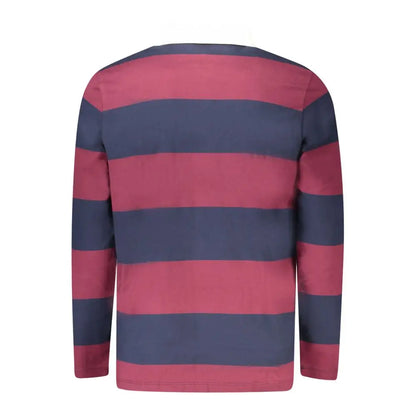 Timberland rød bomuldspolo med horisontale striber i pink og marineblå